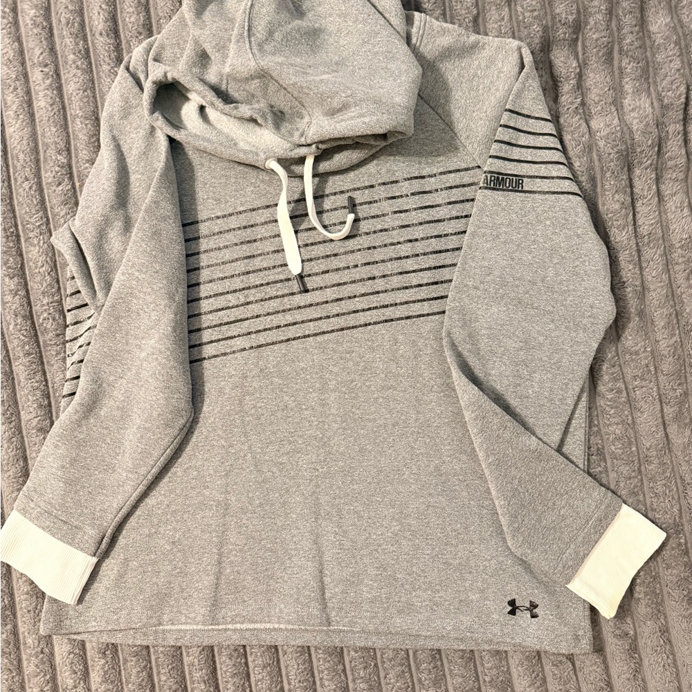 Under Armour Heather Gray Pullover with Black Stripes